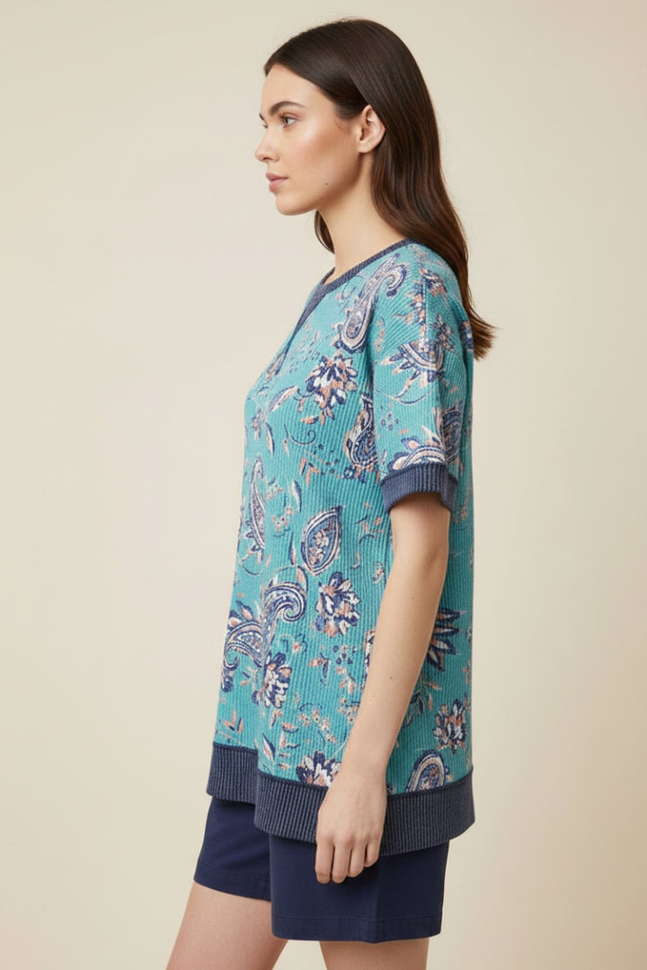 PAISLEY PRINT URBAN RIBBED TOP-HMET8055