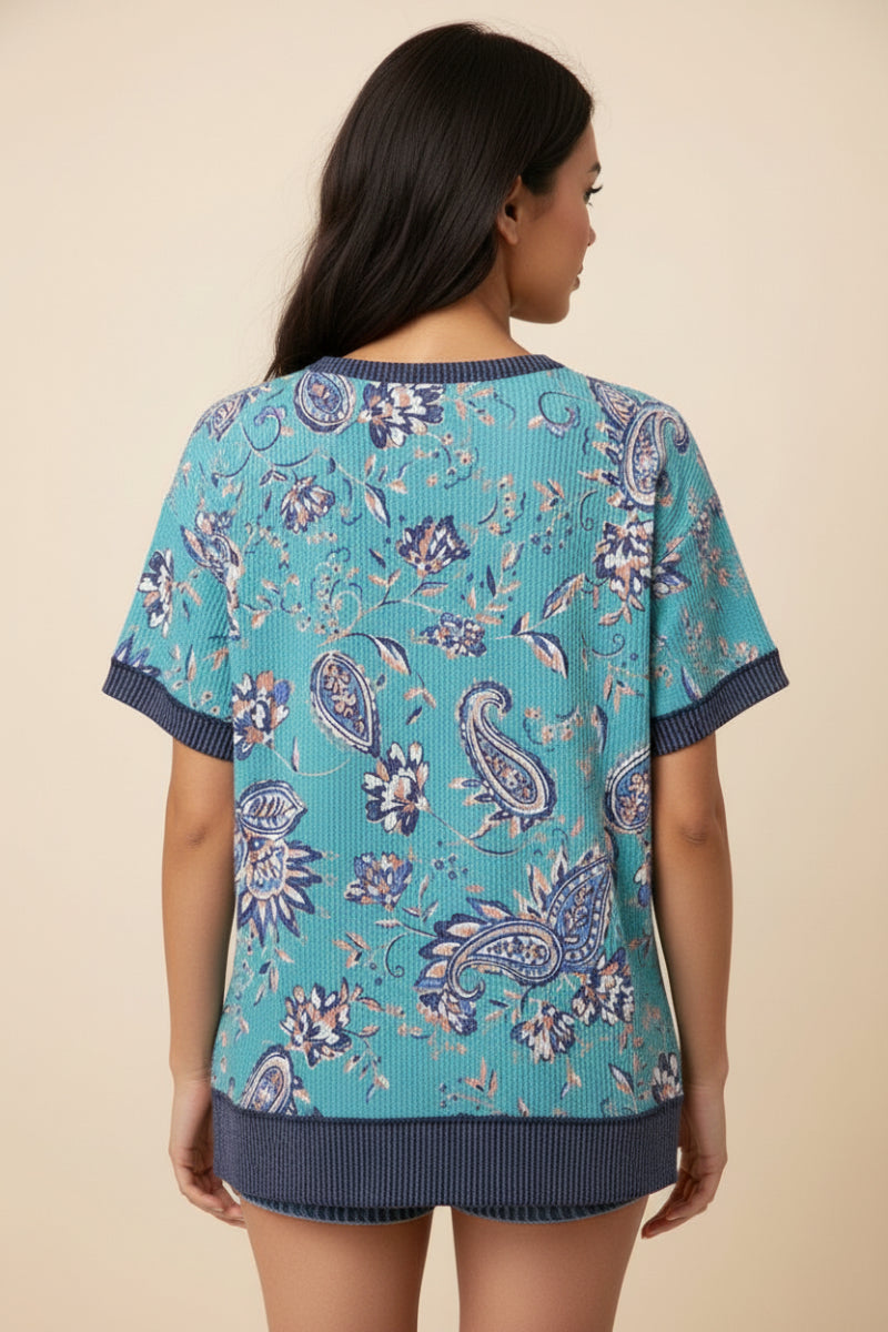 PAISLEY PRINT URBAN RIBBED TOP-HMET8055