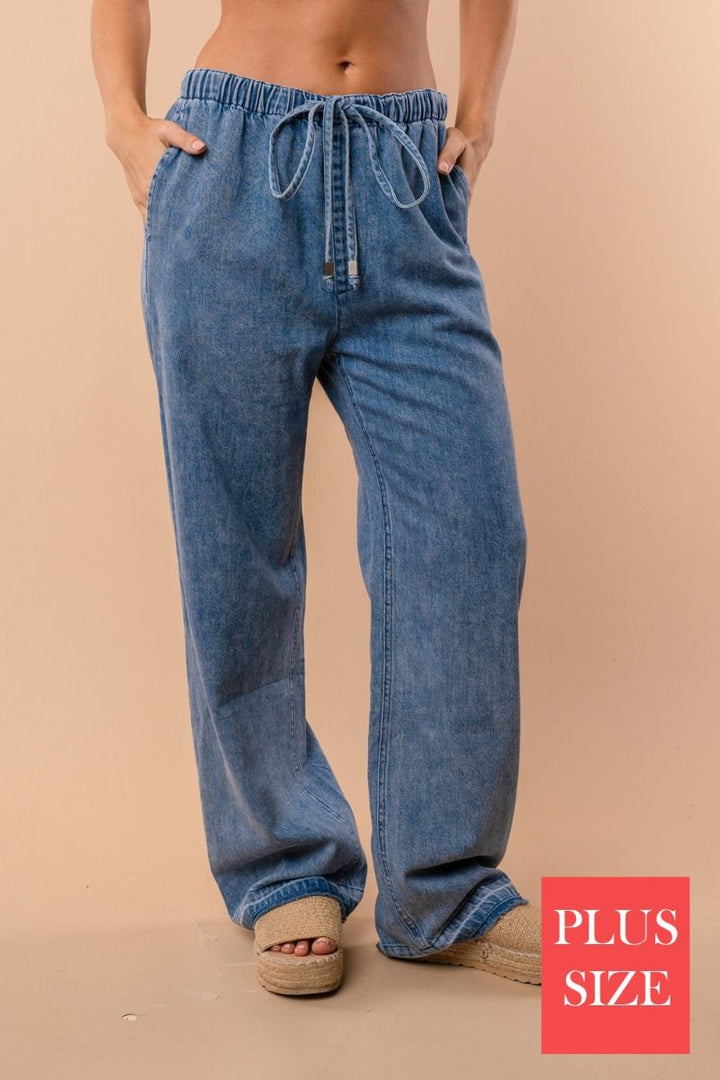 PLUS SIZE HIGH WAISTED JEANS WITE ELASTIC WAIST