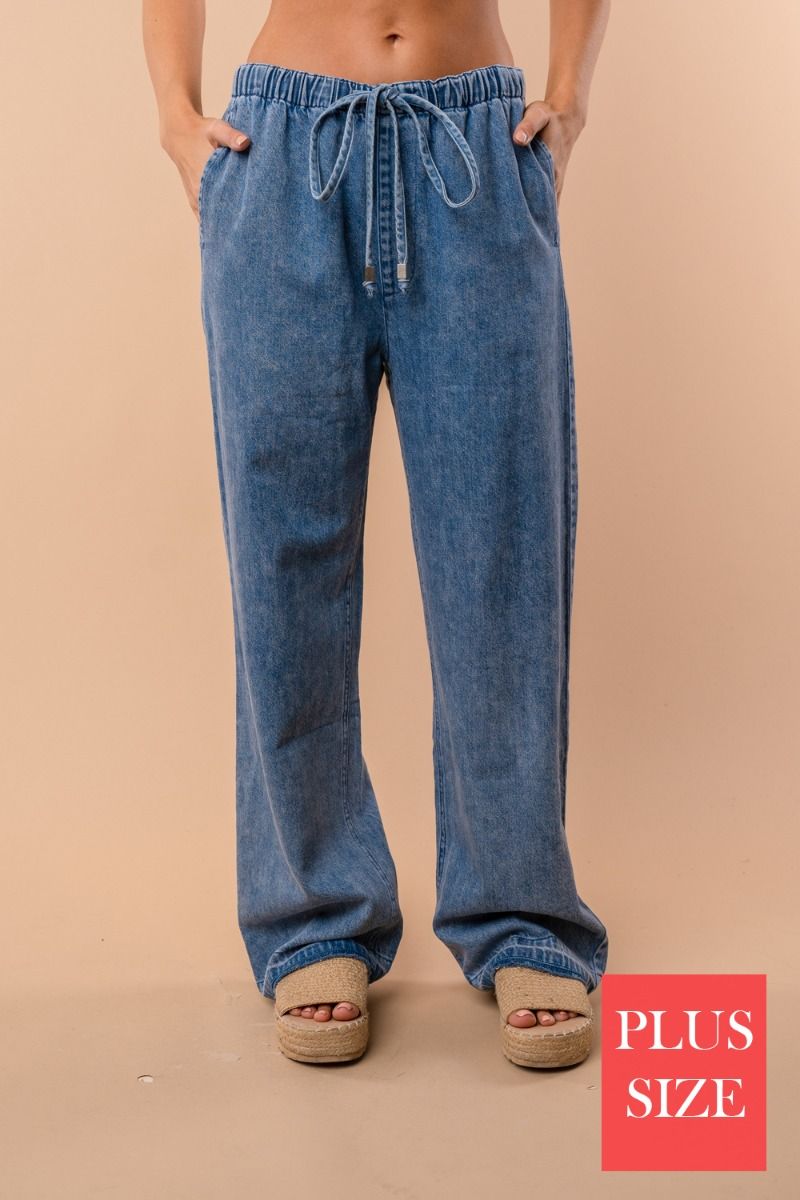 PLUS SIZE HIGH WAISTED JEANS WITE ELASTIC WAIST