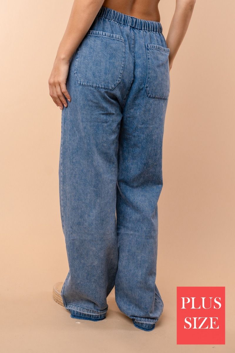 PLUS SIZE HIGH WAISTED JEANS WITE ELASTIC WAIST