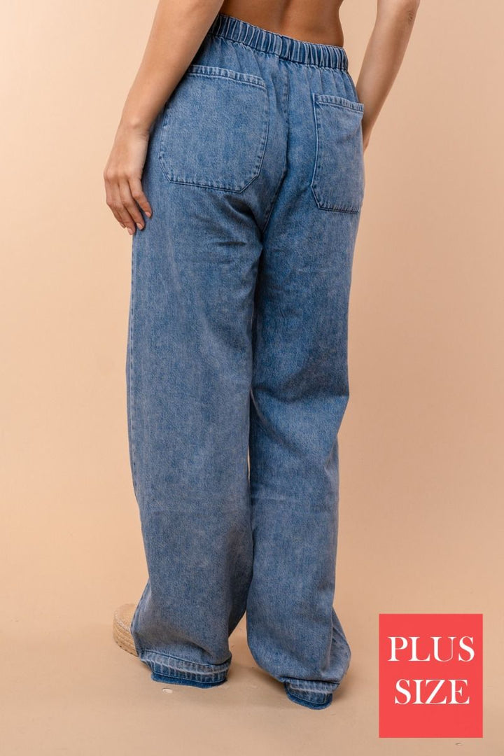 PLUS SIZE HIGH WAISTED JEANS WITE ELASTIC WAIST