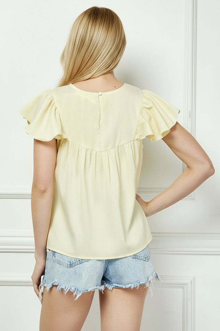EYELET DETAIL FLYWAY SHORT SLEEVE TOP