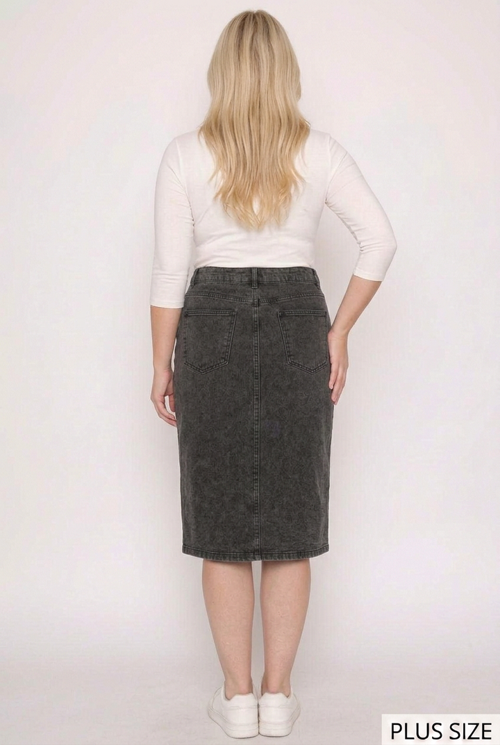 Plus-size black skirt full-back studio view