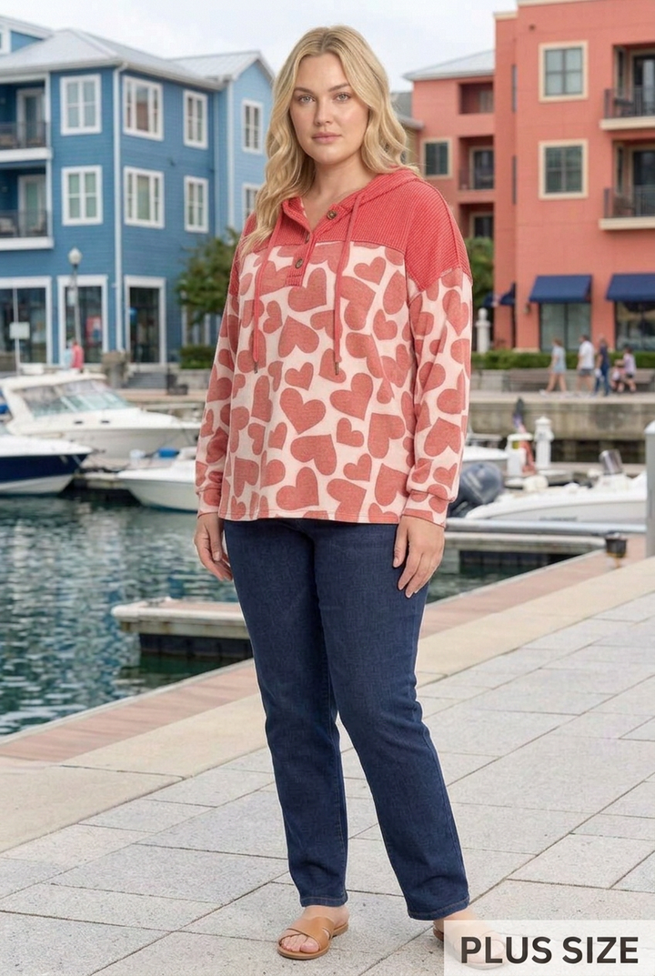 Plus-size half-side waterfront pose with PLUS SIZE label