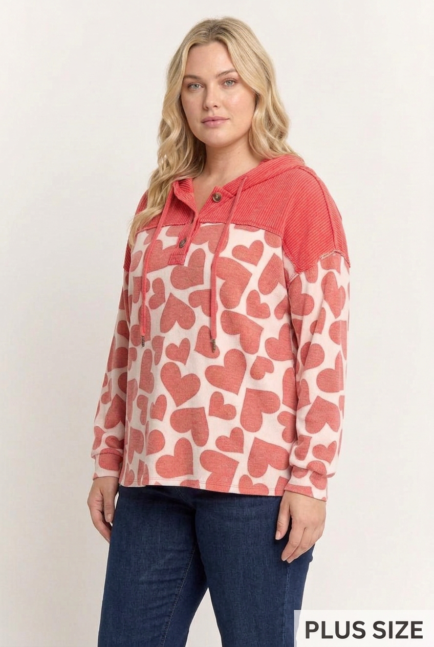 Plus-size side studio pose with face toward camera and PLUS SIZE label