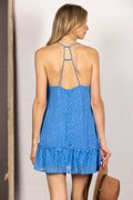 CHIFFON SLEEVELESS RUFFLED HEM SWING MINI DRESS ND30846