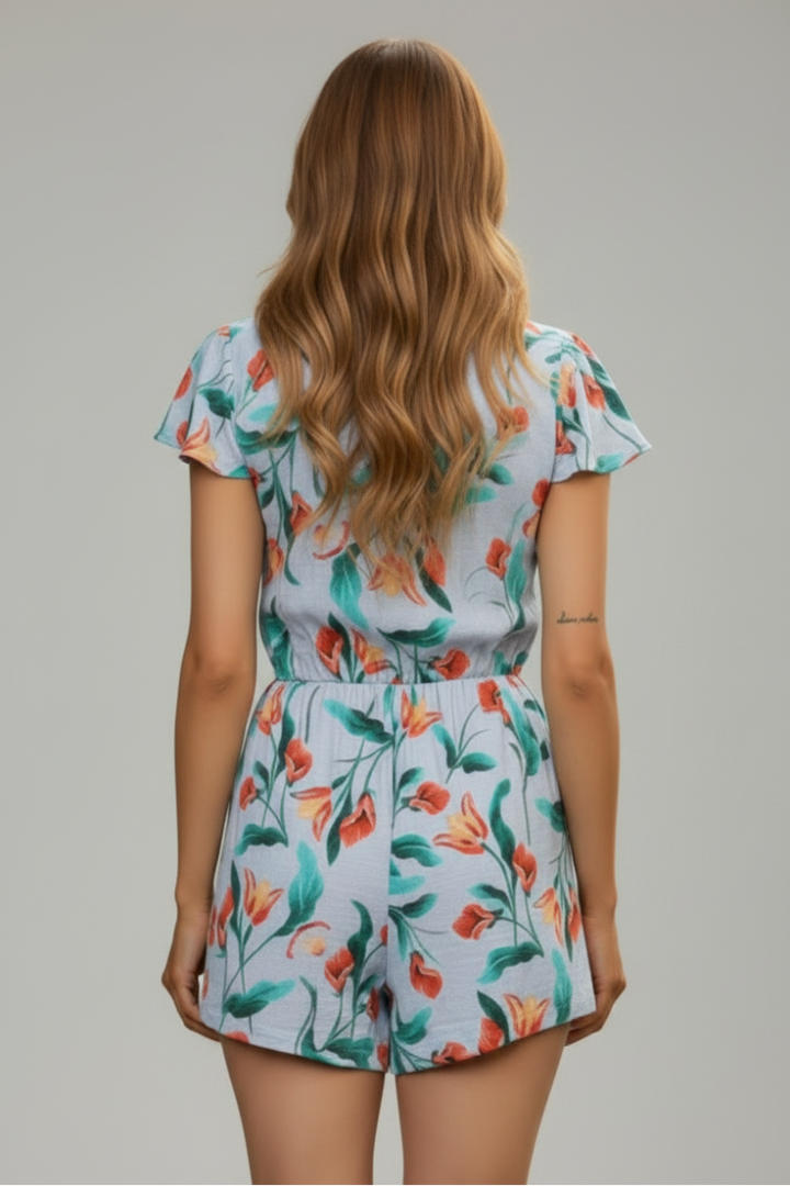 V-NECK BUTTERFLY SLEEVES ROMPER BY6697 -