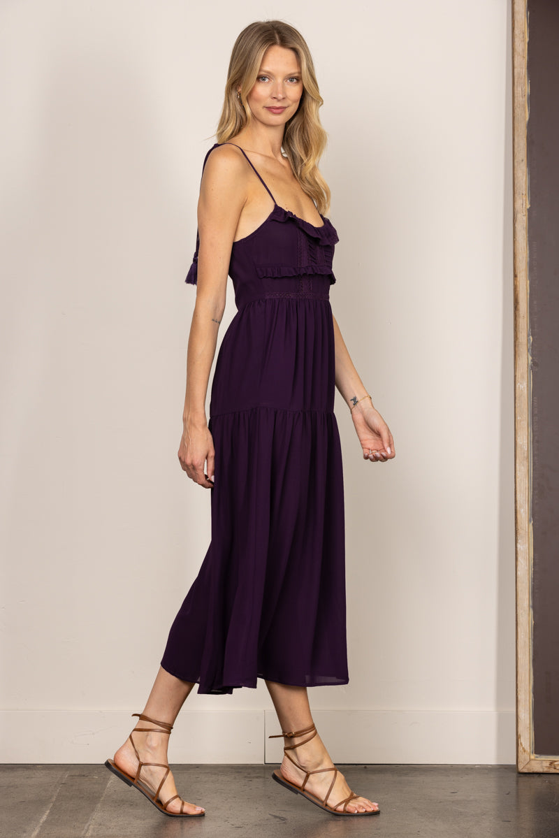 lilac chiffon midi dress Wallis Women's Petite Chiffon Plait Detail Pleated Midi Dress in Lilac