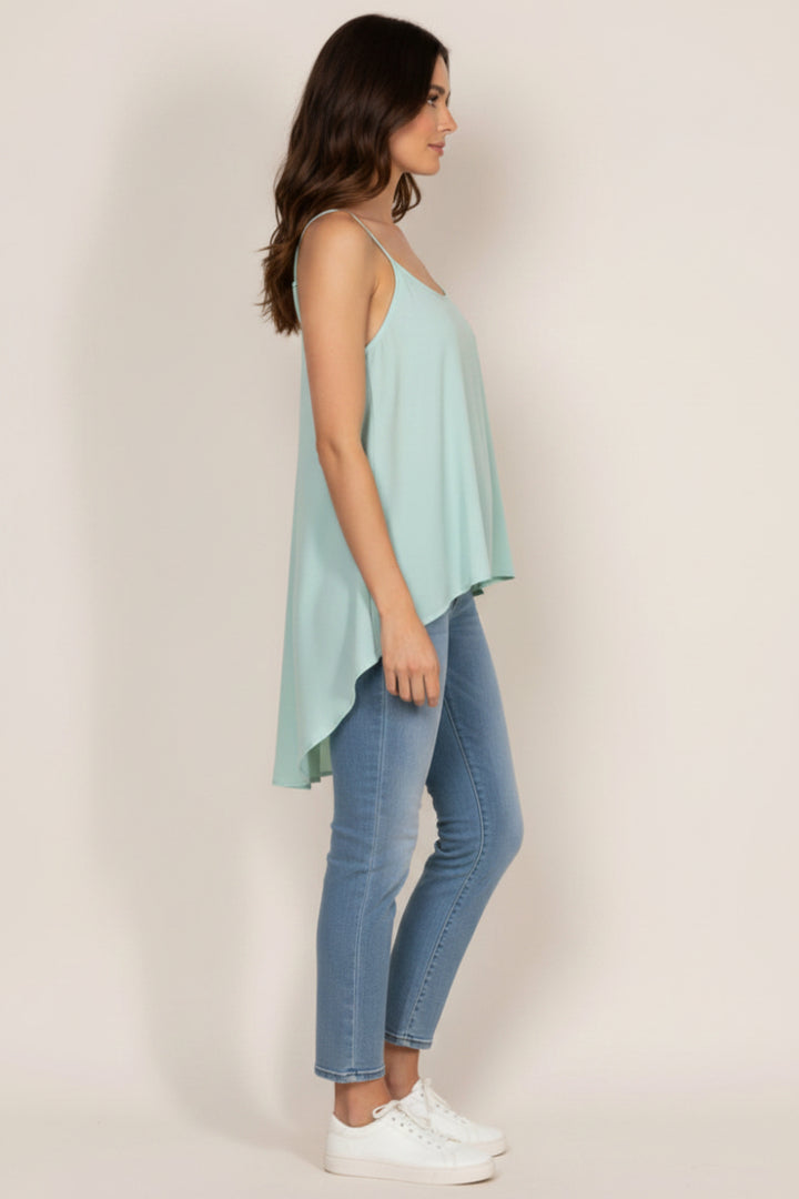 WHITE CHIFFON SPAGHETTI STRAP KEY-HOLE BACK TOP T1009-
