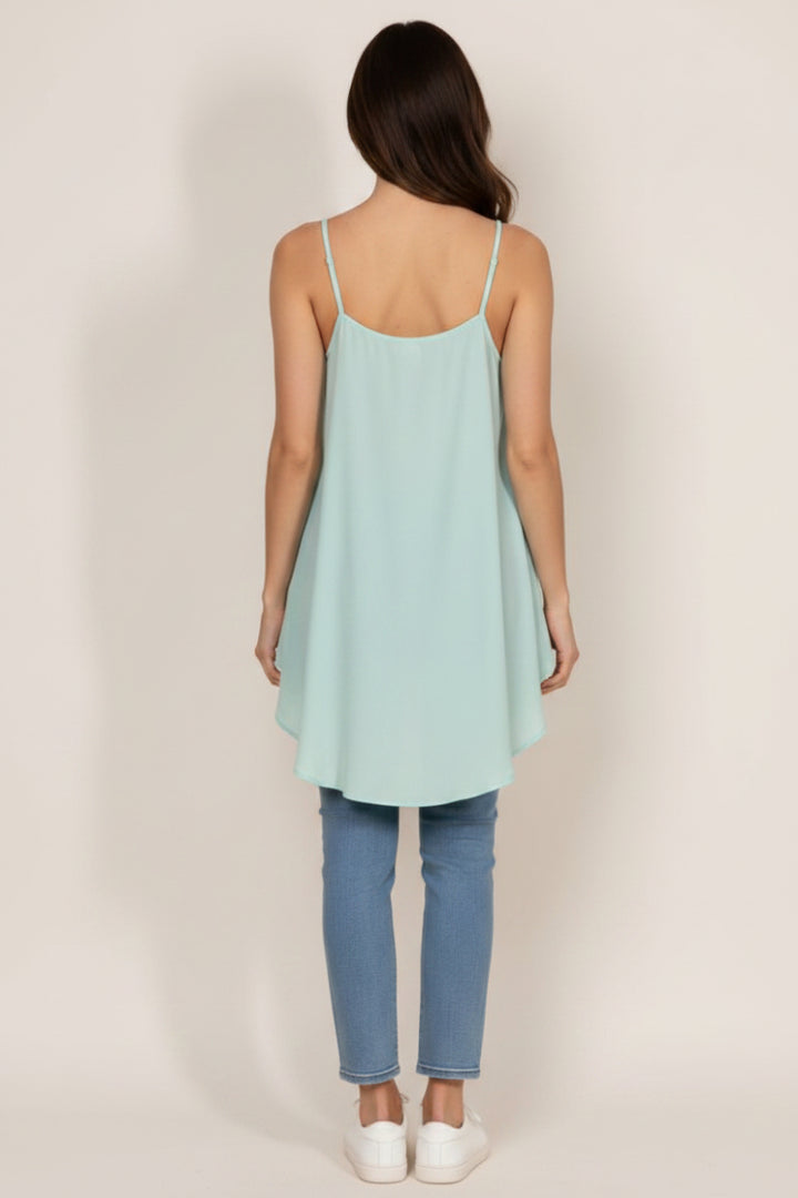 WHITE CHIFFON SPAGHETTI STRAP KEY-HOLE BACK TOP T1009-