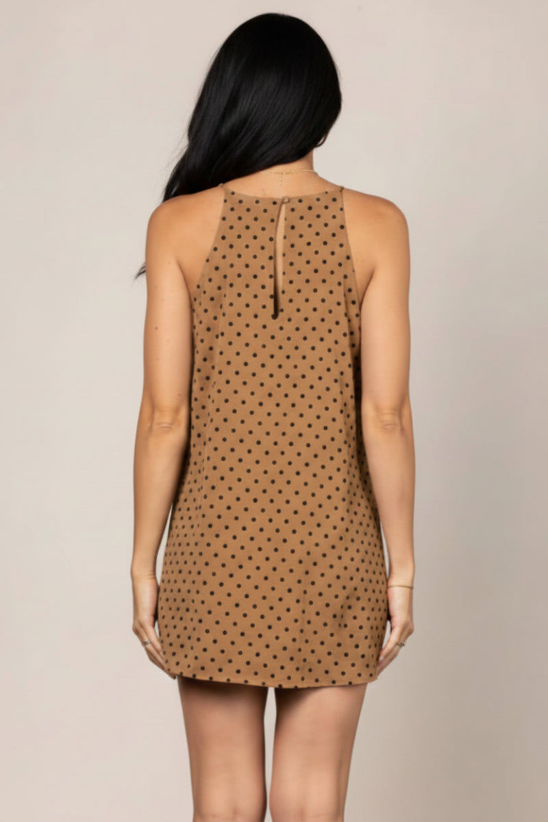 POLKA DOT PRINT HALTER NECK MINI DRESS D4041 -
