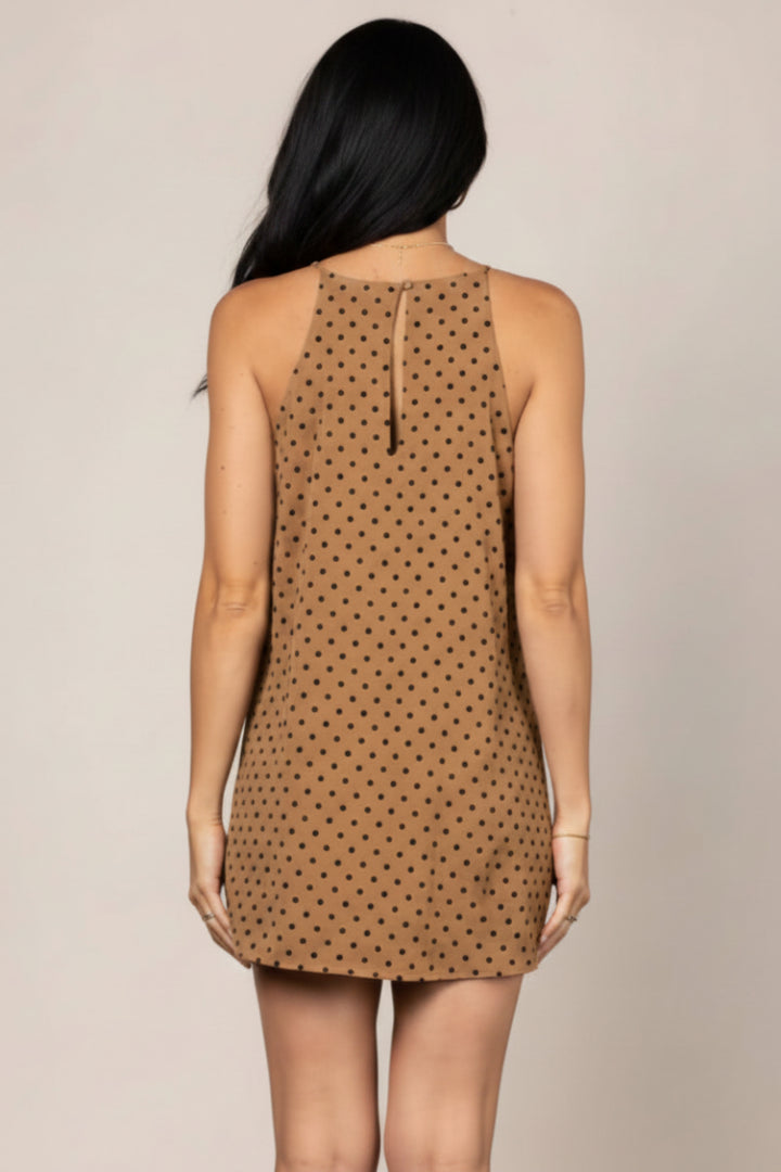 POLKA DOT PRINT HALTER NECK MINI DRESS D4041 -