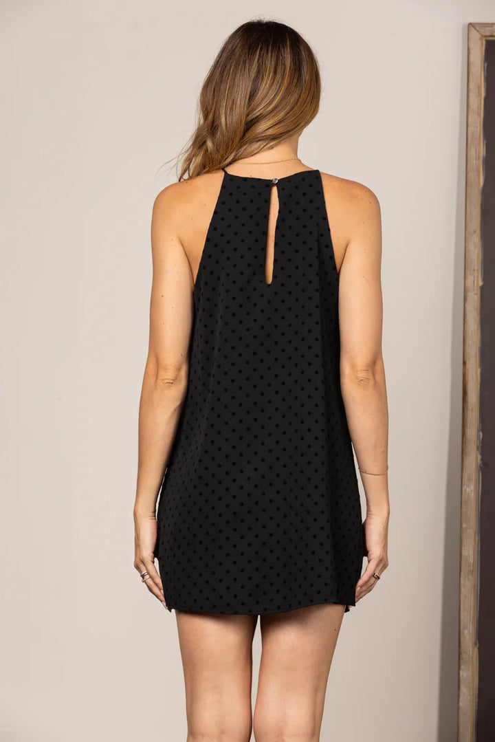 POLKA DOT PRINT HALTER NECK MINI DRESS D4041 *
