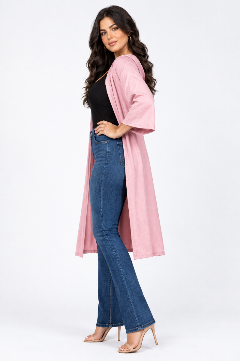 MAUVE PLUS SIZE HOODY COVER-UP CARDIGAN-T6607P-