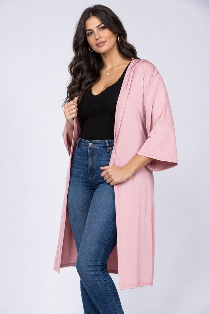 MAUVE PLUS SIZE HOODY COVER-UP CARDIGAN-T6607P-