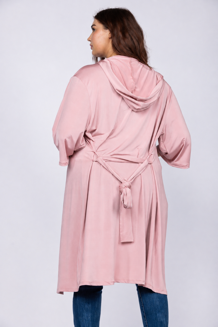 MAUVE PLUS SIZE HOODY COVER-UP CARDIGAN-T6607P-