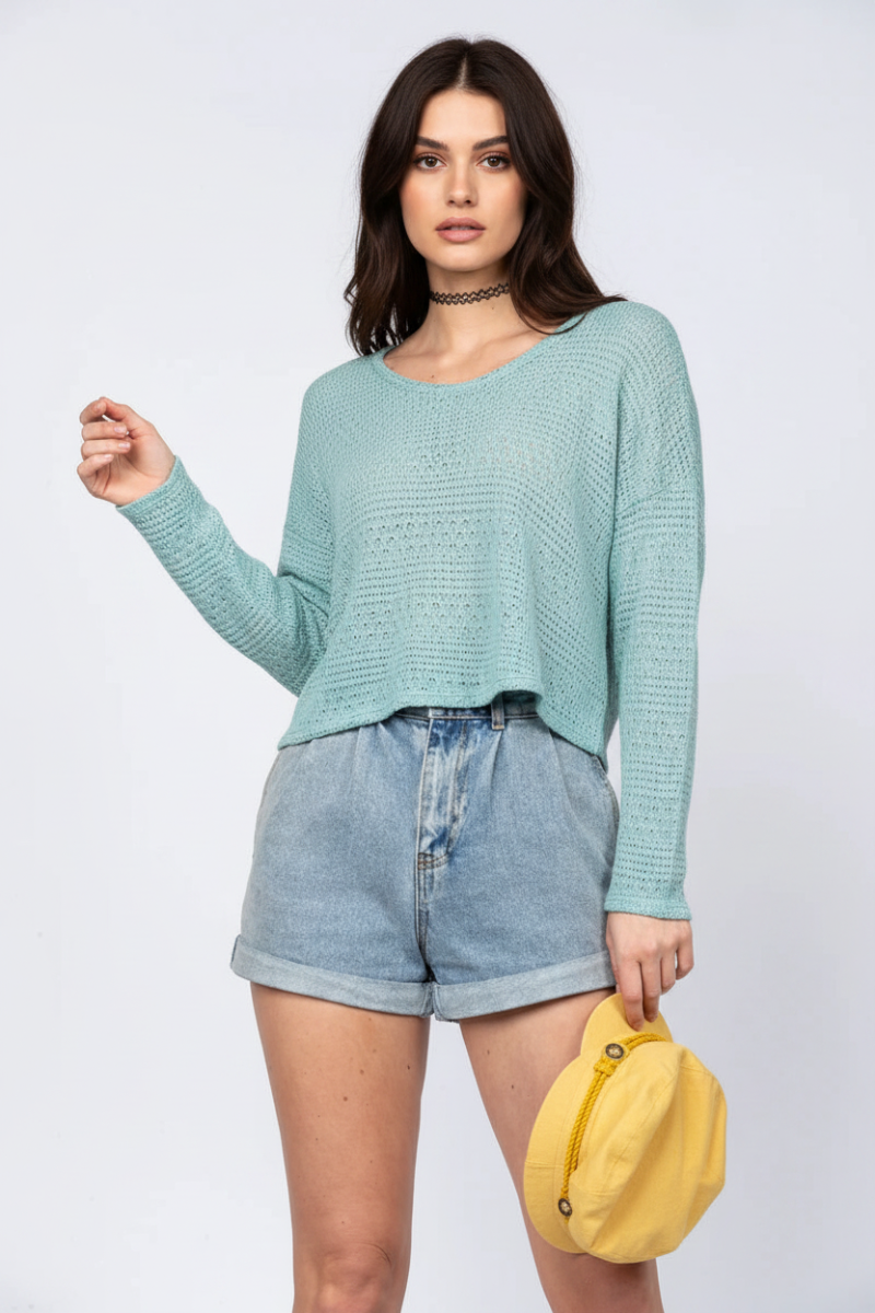 LONG SLEEVES KNITTED TOP-L4071