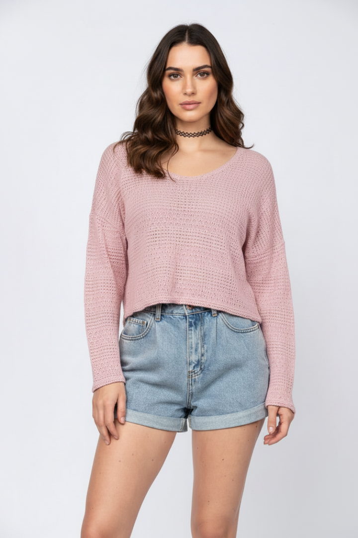 LONG SLEEVES KNITTED TOP-L4071