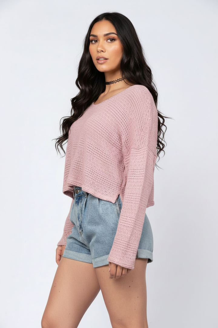 LONG SLEEVES KNITTED TOP-L4071