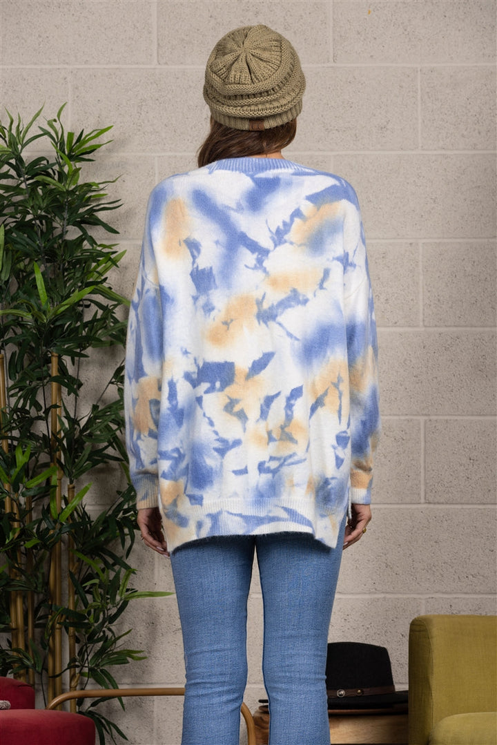 BLUE TAN TIE-DYE PATTERN SWEATER TI3841