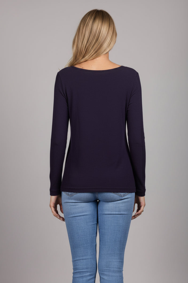 NAVY BUTTON UP RAGLAN LONG SLEEVES RAW HEM KNIT TOP TT3327