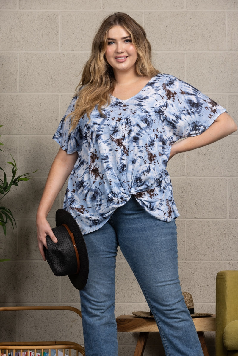 WHITE WREATH PRINT PLUS SIZE TOP