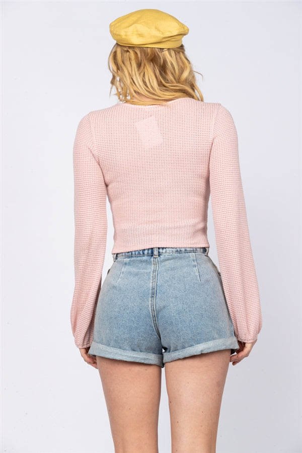 DRAWSTRING RUCHED FRONT CROP TOP-J1001
