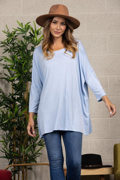 BLUE LOOSE FIT TUNIC TOP-TY2798SA