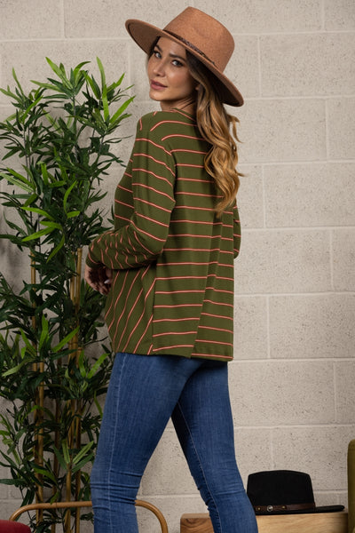 STRIPE RELAXED FIT KNOT SEAM TOP