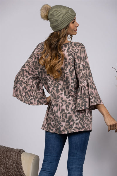 DUSTY PINK ANIMAL PRINT OVERSIZE TUNIC TOP-T1886