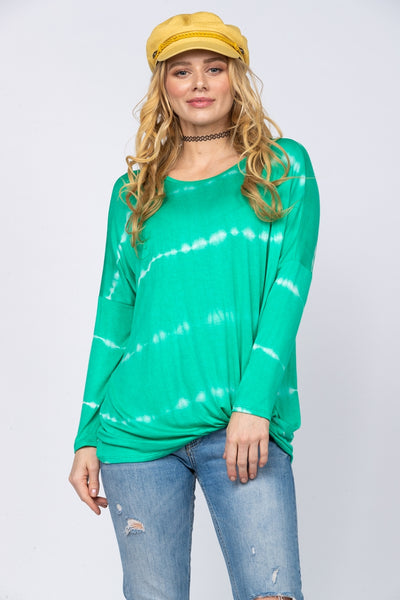 MINT GREEN PAINT CONTRAST  FRONT KNOT TUNIC TOP-T1768