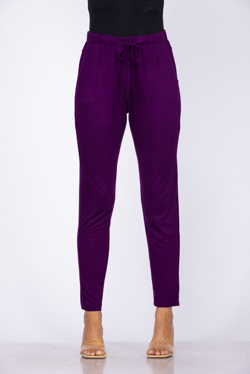 PURPLE CROPPED PAPER BAG WAIST WITH POCKET PANTS