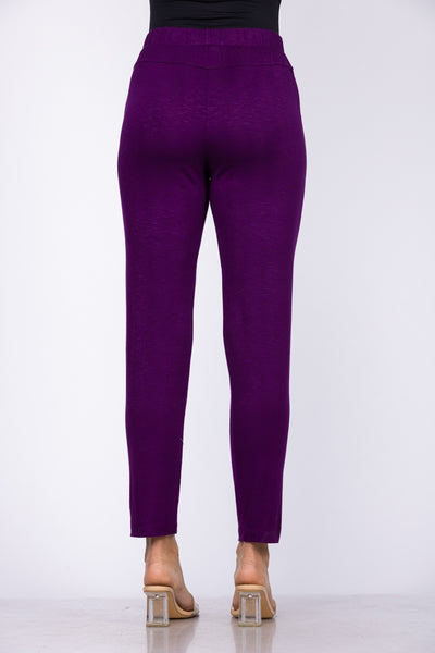 PURPLE CROPPED PAPER BAG WAIST WITH POCKET PANTS