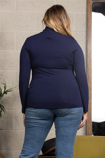 COWL NECK LONG SLEEVES PLUS SIZE TOP-CT43521PL