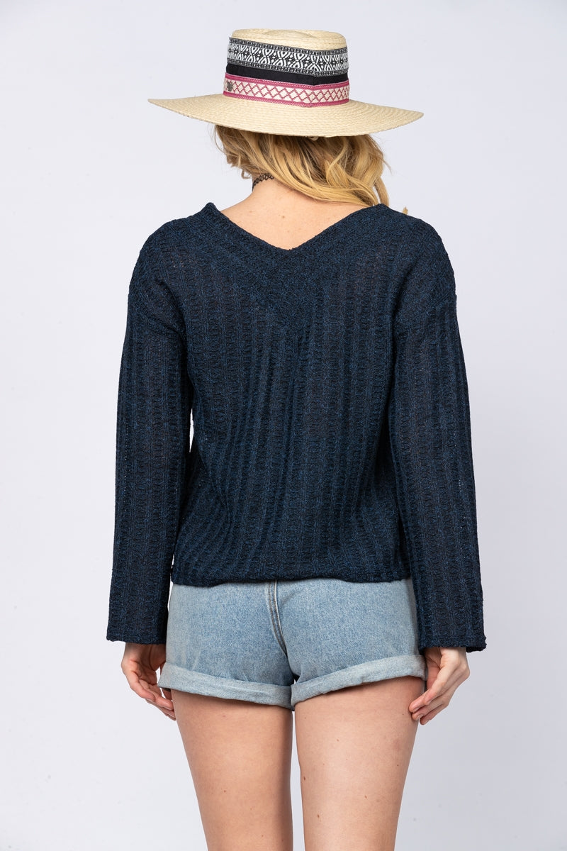 BLUE SOFT KNIT SWEATER TOP-S1169