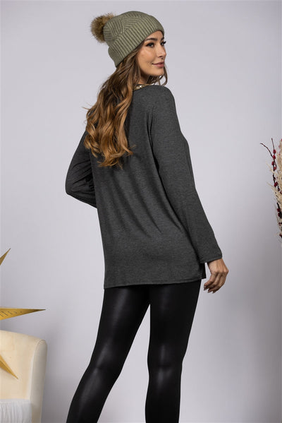 GOLD SEQUINCE DETAIL LONG SLEEVES KNIT TOP-ST2122-10