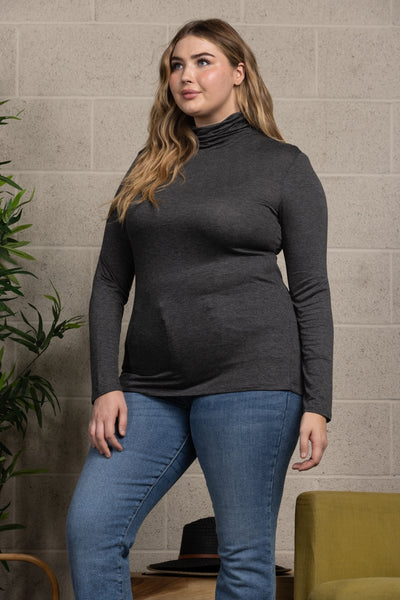 COWL NECK LONG SLEEVES PLUS SIZE TOP-CT43504PL