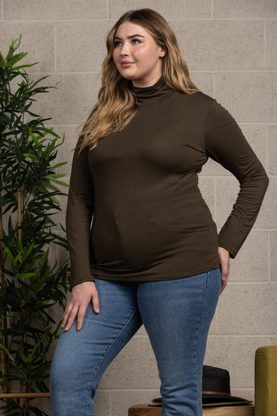 COWL NECK LONG SLEEVES PLUS SIZE TOP-CT43521PL