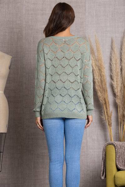 TI10005-SAGE CABLE KNIT LONG SLEEVES TOP