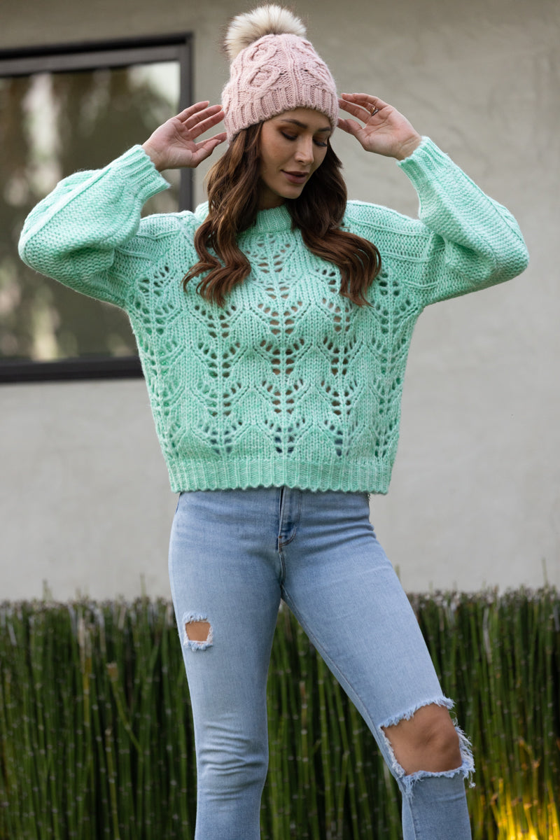 MINT THICK CABLE KNIT SWEATER-IBT96297