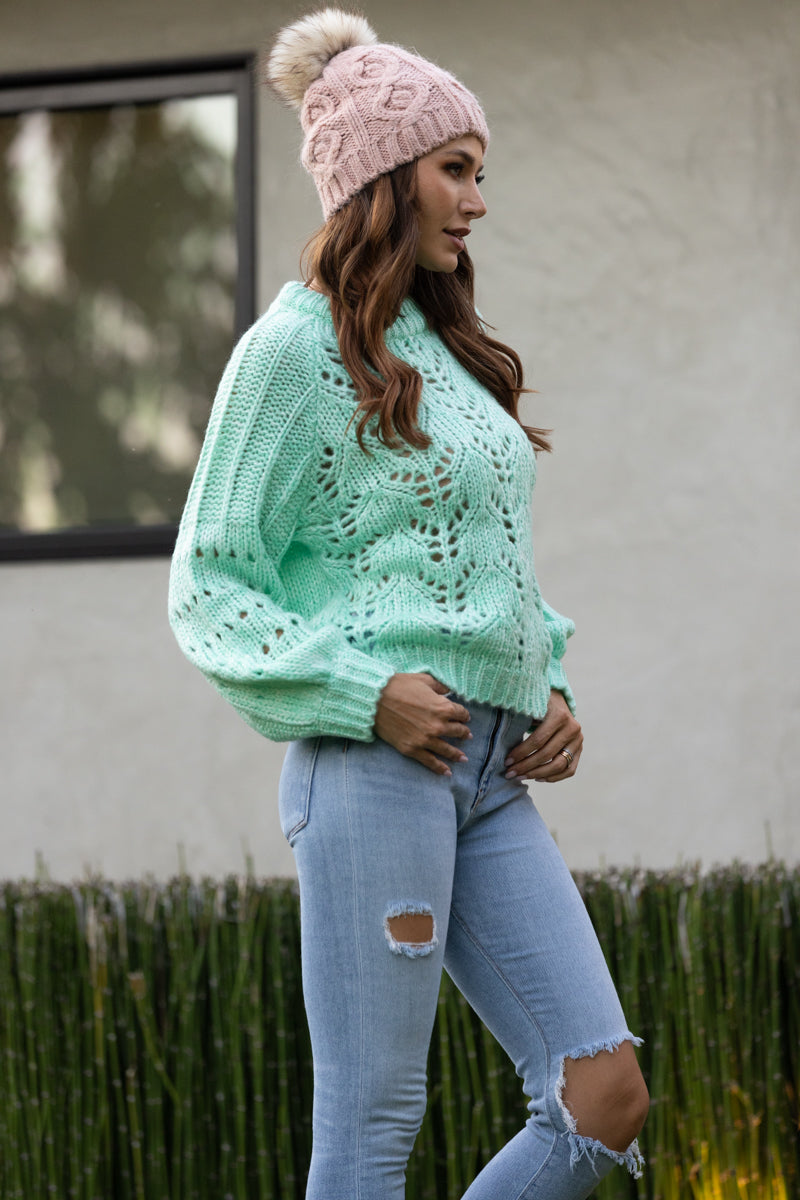MINT THICK CABLE KNIT SWEATER-IBT96297