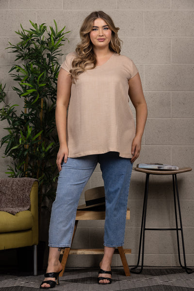 SOLID CAP SLEEVES PLUS SIZE TOP