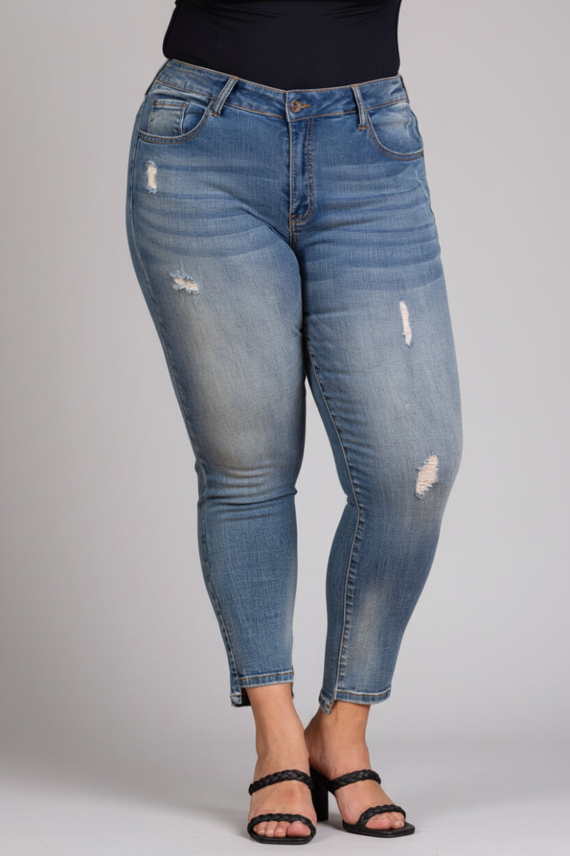 MID WAIST SKINNY PLUS SIZE JEANS P73358MD-