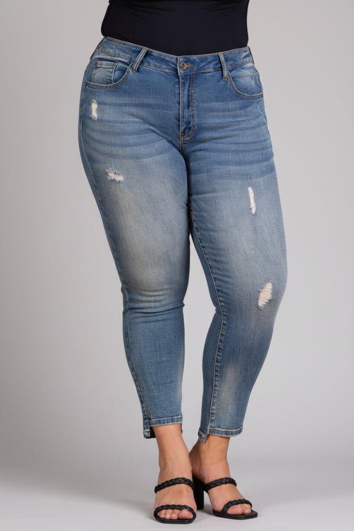 MID WAIST SKINNY PLUS SIZE JEANS P73358MD-