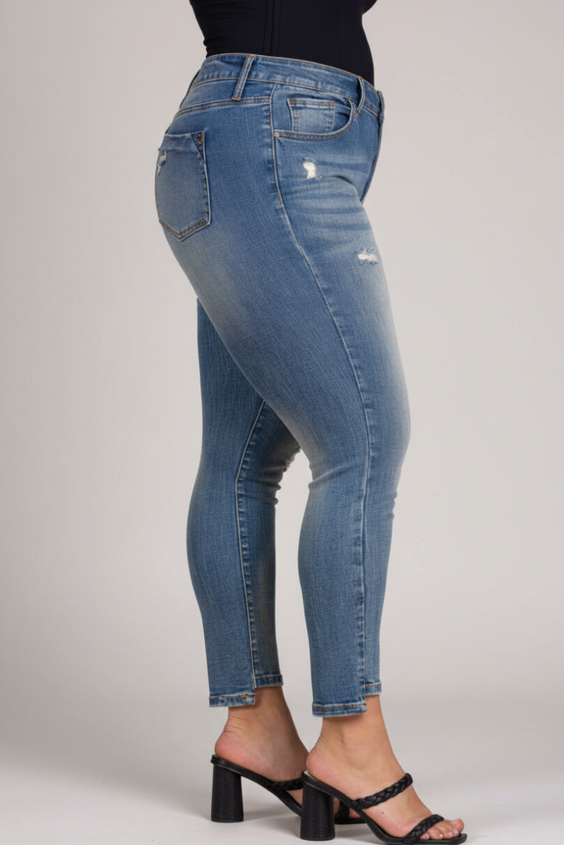 MID WAIST SKINNY PLUS SIZE JEANS P73358MD-
