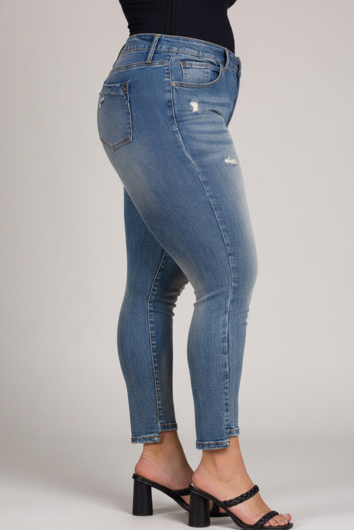 MID WAIST SKINNY PLUS SIZE JEANS P73358MD-
