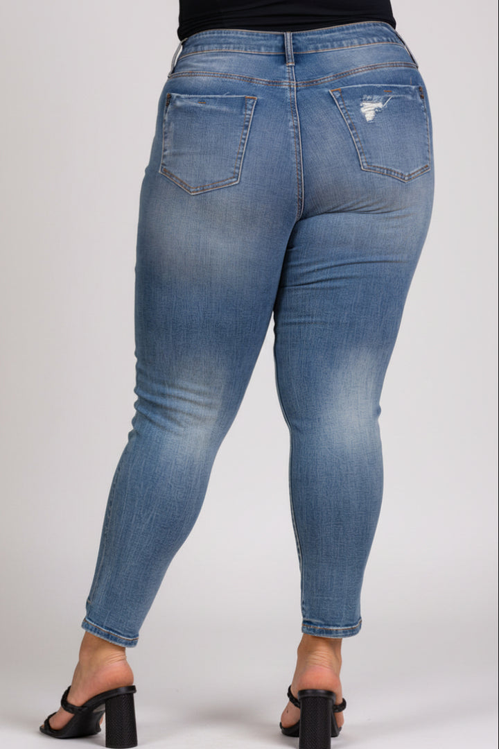 MID WAIST SKINNY PLUS SIZE JEANS P73358MD-