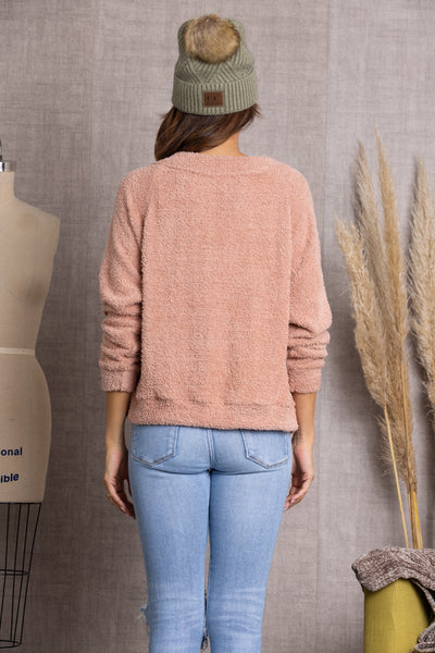 TJ1022-MAUVE  LONG SLEEVE PULLOVER SWEATER