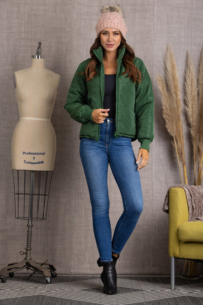 GREEN QUILTED PUFFER JACKET-K51847W